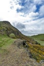 A hillwalking route up to ArthurÃ¢â¬â¢s Seat, the highest point in Edinburgh located at Holyrood Park, Scotland, UK